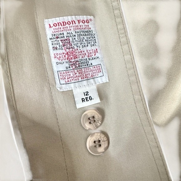 Vintage London Fog Classic Trench Coat Khaki Size Regular 12 - Picture 6 of 8